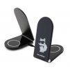 Karl Lagerfeld Aluminium Stolní Bezdrátová Magnetická Nabíječka 2v1 Choupette NFT Black