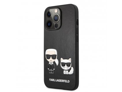 KLHCP13XPCUSKCBK Karl Lagerfeld and Choupette PU Leather Zadní Kryt pro iPhone 13 Pro Max Black