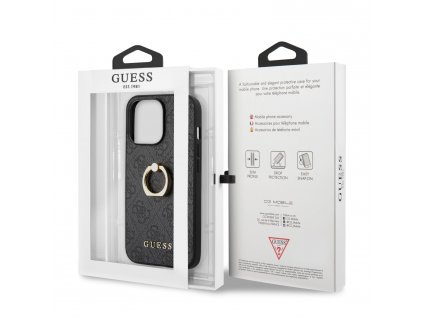 GUHCP13X4GMRGR Guess PU 4G Ring Zadní Kryt pro iPhone 13 Pro Max Grey