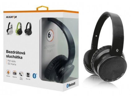 Bluetooth sluchátka ALIGATOR AH02, FM, SD karta, černá