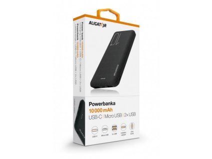 Powerbanka ALIGATOR PBAL1000, 10 000mAh 2v1, černá