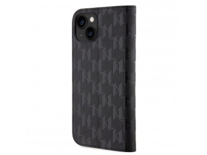 Karl Lagerfeld PU Saffiano Monogram Book Pouzdro pro iPhone 13 Black