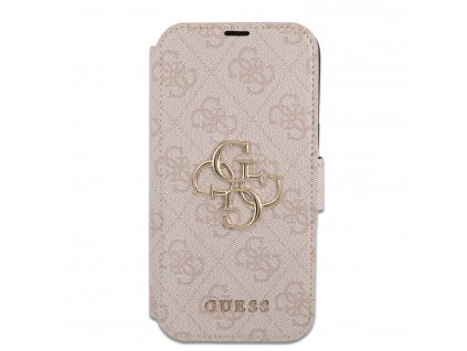 guess pu leather 4g metal logo book pouzdro pro iphone 15 pro max pink 1 big ies12131426