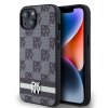 DKNY PU Leather Checkered Pattern and Stripe Zadní Kryt pro iPhone 14 Black – fólie na displej