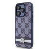 DKNY PU Leather Checkered Pattern and Stripe Zadní Kryt pro iPhone 15 Pro Max Blue – ochranné pouzdro