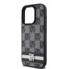 DKNY PU Leather Checkered Pattern and Stripe Zadní Kryt pro iPhone 15 Pro Max Black – fólie na displej
