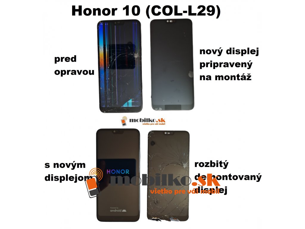 Honor 10 (COL-L29) displej lcd + dotykové sklo + snímač odtlačku prsta  čierna - mobilko.sk