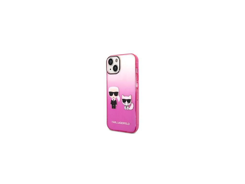 Karl Lagerfeld Gradient Karl and Choupette Zadní Kryt pro iPhone 14 Pink