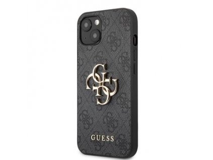 Guess PU 4G Metal Logo Zadní Kryt pro iPhone 13 Grey