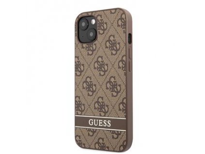 Guess PU 4G Stripe Zadní Kryt pro iPhone 13 mini Brown