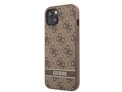 Guess PU 4G Stripe Zadní Kryt pro iPhone 13 Brown