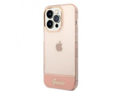 Guess PC/TPU Camera Outline Translucent Zadní Kryt pro iPhone 14 Pro Max Pink