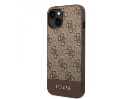 Guess PU 4G Stripe Zadní Kryt pro iPhone 14 Brown