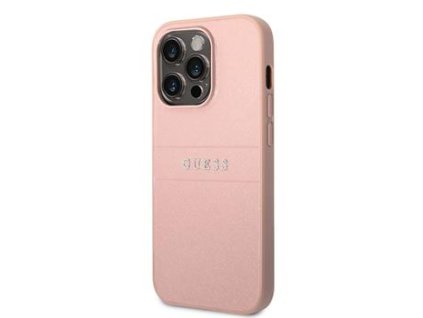 Guess PU Leather Saffiano Zadní Kryt pro iPhone 14 Pro Pink