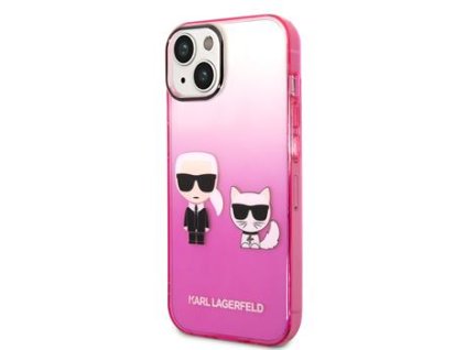Karl Lagerfeld Gradient Karl and Choupette Zadní Kryt pro iPhone 14 Pink