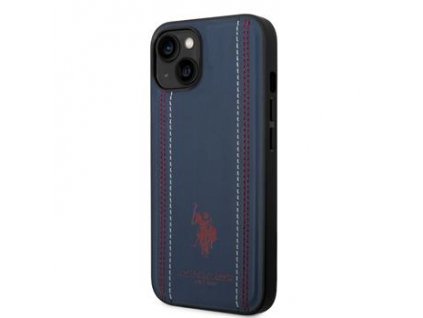 U.S. Polo PU Leather Stitched Lines Zadní Kryt pro iPhone 14 Plus Navy