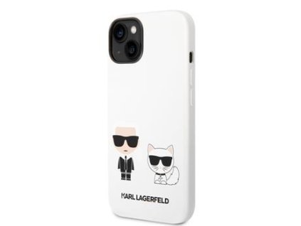 Karl Lagerfeld and Choupette Liquid Silicone Zadní Kryt pro iPhone 14 Plus White