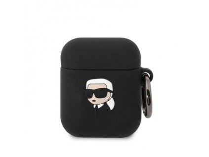 Karl Lagerfeld 3D Logo NFT Karl Head Silikonové Pouzdro pro Airpods 1/2 Black