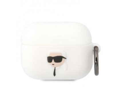Karl Lagerfeld 3D Logo NFT Karl Head Silikonové Pouzdro pro Airpods Pro White
