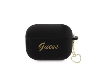 Guess 4G Charms Heart Silikonové Pouzdro pro Airpods Pro 2 Black