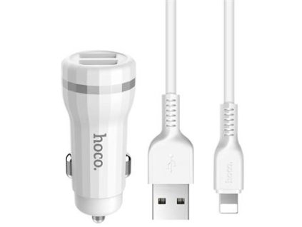 HOCO Z27 Car Charger 2 x USB 2.4A + Lightning Cable White
