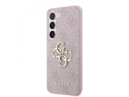 Guess PU 4G Metal Logo Zadní Kryt pro Samsung Galaxy S23 Pink