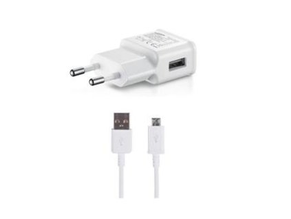 EP-TA200EWE + ECB-DU4EWE Samsung 15W Cestovní nabíječka + microUSB Datový Kabel White (OOB Bulk)