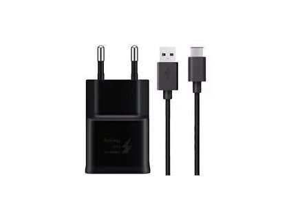 EP-TA200EBE + EP-DR140ABE Samsung 15W Cestovní nabíječka + USB-C Datový Kabel Black (OOB Bulk)