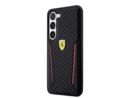 Ferrari PU Carbon Zadní Kryt pro Samsung Galaxy S23+ Black