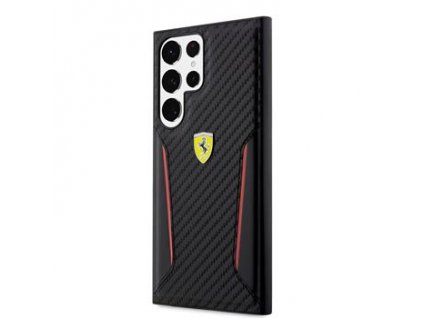 Ferrari PU Carbon Zadní Kryt pro Samsung Galaxy S23 Ultra Black