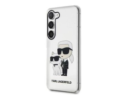 Karl Lagerfeld IML Glitter Karl and Choupette NFT Zadní Kryt pro Samsung Galaxy S23 Transparent