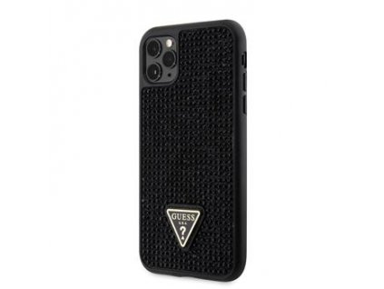 Guess Rhinestones Triangle Metal Logo Kryt pro iPhone 11 Pro Black