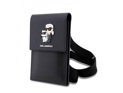 Karl Lagerfeld Saffiano Metal Logo NFT Taška na Telefon Black