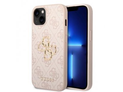 Guess PU 4G Metal Logo Zadní Kryt pro iPhone 15 Plus Pink