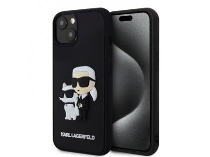 Karl Lagerfeld 3D Rubber Karl and Choupette Zadní Kryt pro iPhone 14 Black