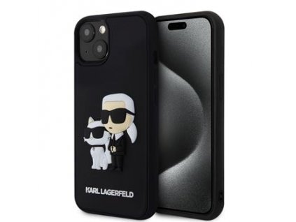 Karl Lagerfeld 3D Rubber Karl and Choupette Zadní Kryt pro iPhone 15 Black