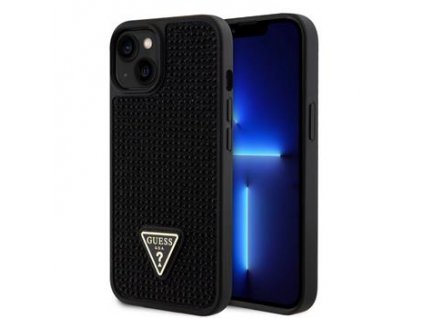 Guess Rhinestones Triangle Metal Logo Kryt pro iPhone 15 Black