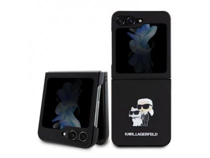 Karl Lagerfeld PU Saffiano Karl and Choupette NFT Zadní Kryt pro Samsung Galaxy Z Flip 5 Black