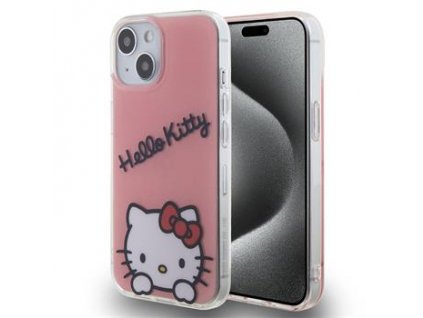 Hello Kitty IML Daydreaming Logo Zadní Kryt pro iPhone 15 Pink