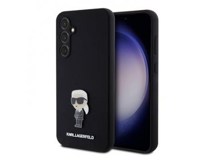 Karl Lagerfeld Liquid Silicone Metal Ikonik Zadní Kryt pro Samsung Galaxy S23 FE Black