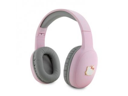 Hello Kitty Bicolor Kitty Metal Head Logo Bluetooth Stereo Headphones Pink