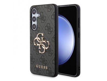 Guess PU 4G Metal Logo Zadní Kryt pro Samsung Galaxy S24+ Grey