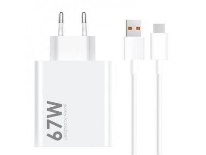 Xiaomi MDY-14-EW USB-A 67W Cestovní Nabíječka + USB-C 6A Datový Kabel White (Bulk)