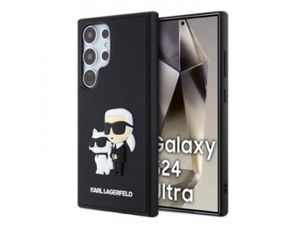 Karl Lagerfeld 3D Rubber Karl and Choupette Zadní Kryt pro Samsung Galaxy S24 Ultra Black