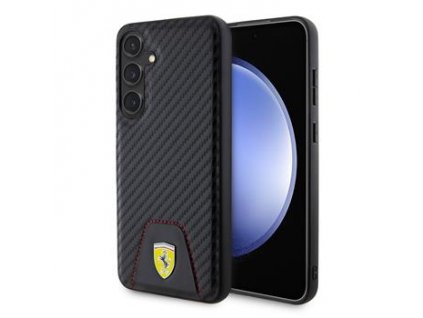 Ferrari PU Leather Bottom Carbon Zadní Kryt pro Samsung Galaxy S24+ Black