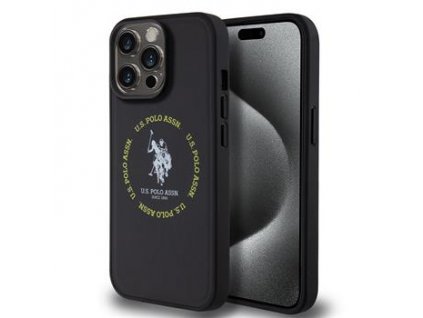 U.S. Polo PU Leather Printed Round Double Horse MagSafe Zadní Kryt pro iPhone 15 Pro Black