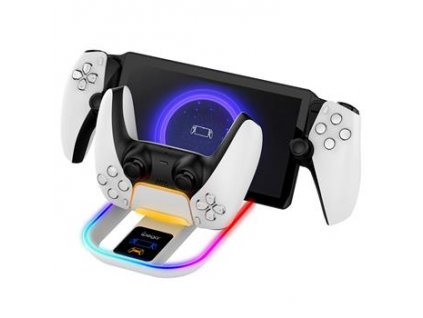 iPega P5P11 Charger Dock s RGB 2v1 pro Playstation Portal Remote Player a PS5 Ovladač White