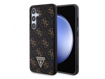 Guess PU Leather 4G Triangle Metal Logo Zadní Kryt pro Samsung Galaxy S24 Black
