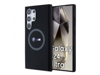 BMW M Printed Round and Logo Magsafe Silikonový Kryt pro Samsung Galaxy S24 Ultra Black
