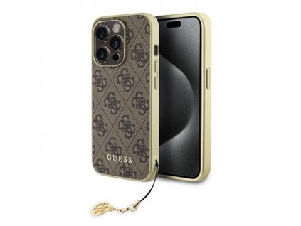 Guess 4G Charms Zadní Kryt pro iPhone 15 Pro Brown